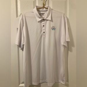 BERMUDA SANDS WICK AWAY TECHNOLOGY MEN’s SIZE LARGE WHITE POLO STYLE GOLF TEE